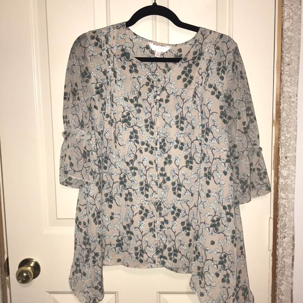 Tan floral LC blouse